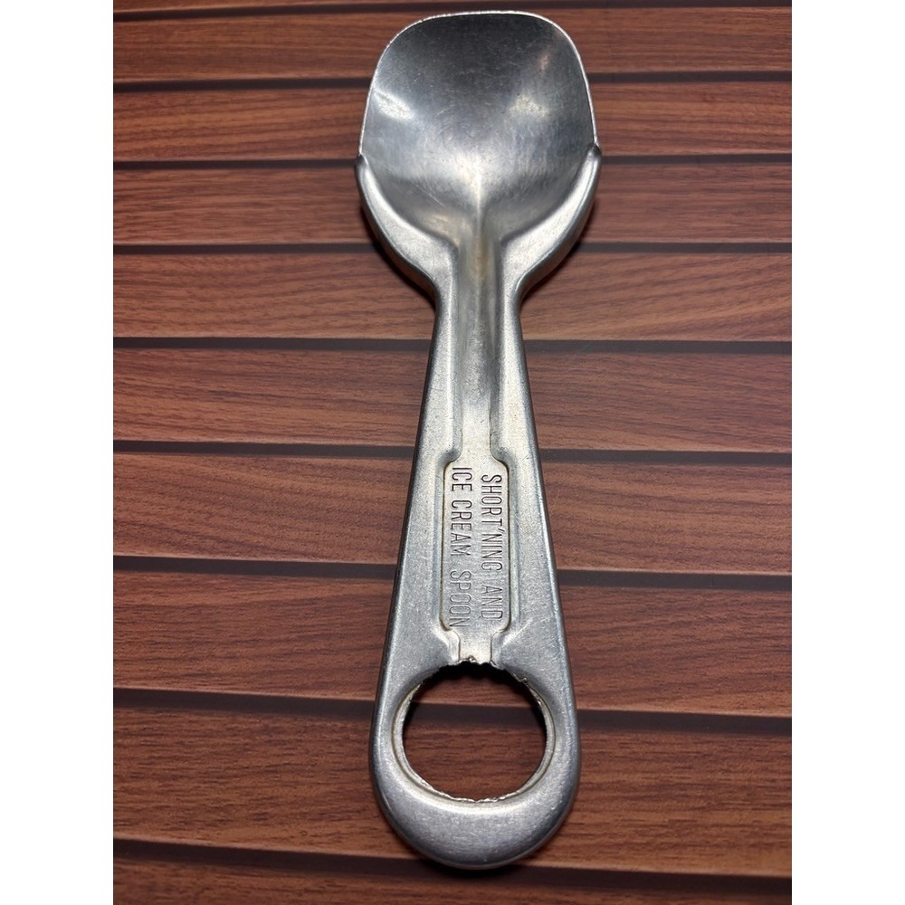Vintage Shortening Ice Cream Spoon Aluminum Kitchen Utensil Hanging Handle